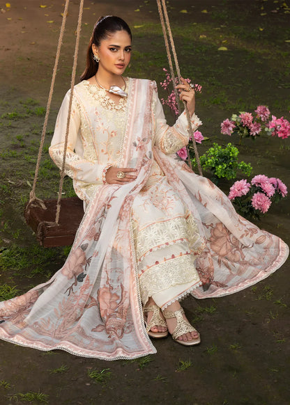 Ivory Lawn Suit with Schiffli Embroidery & Patchwork Details