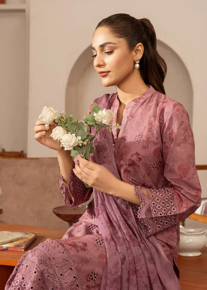 Mauve Pink Embroidered Lawn Suit