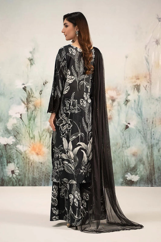 Black Pure Lawn Suit with Chikankari Laces