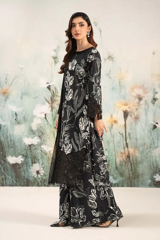 Black Pure Lawn Suit with Chikankari Laces