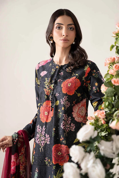 Sequins Embroidered Lawn Suit with Chiffon Dupatta