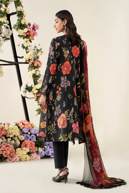 Sequins Embroidered Lawn Suit with Chiffon Dupatta