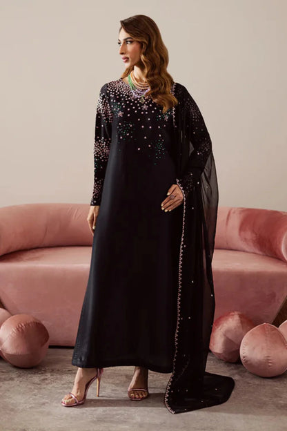 Black Sequins Embroidered Velvet Suit
