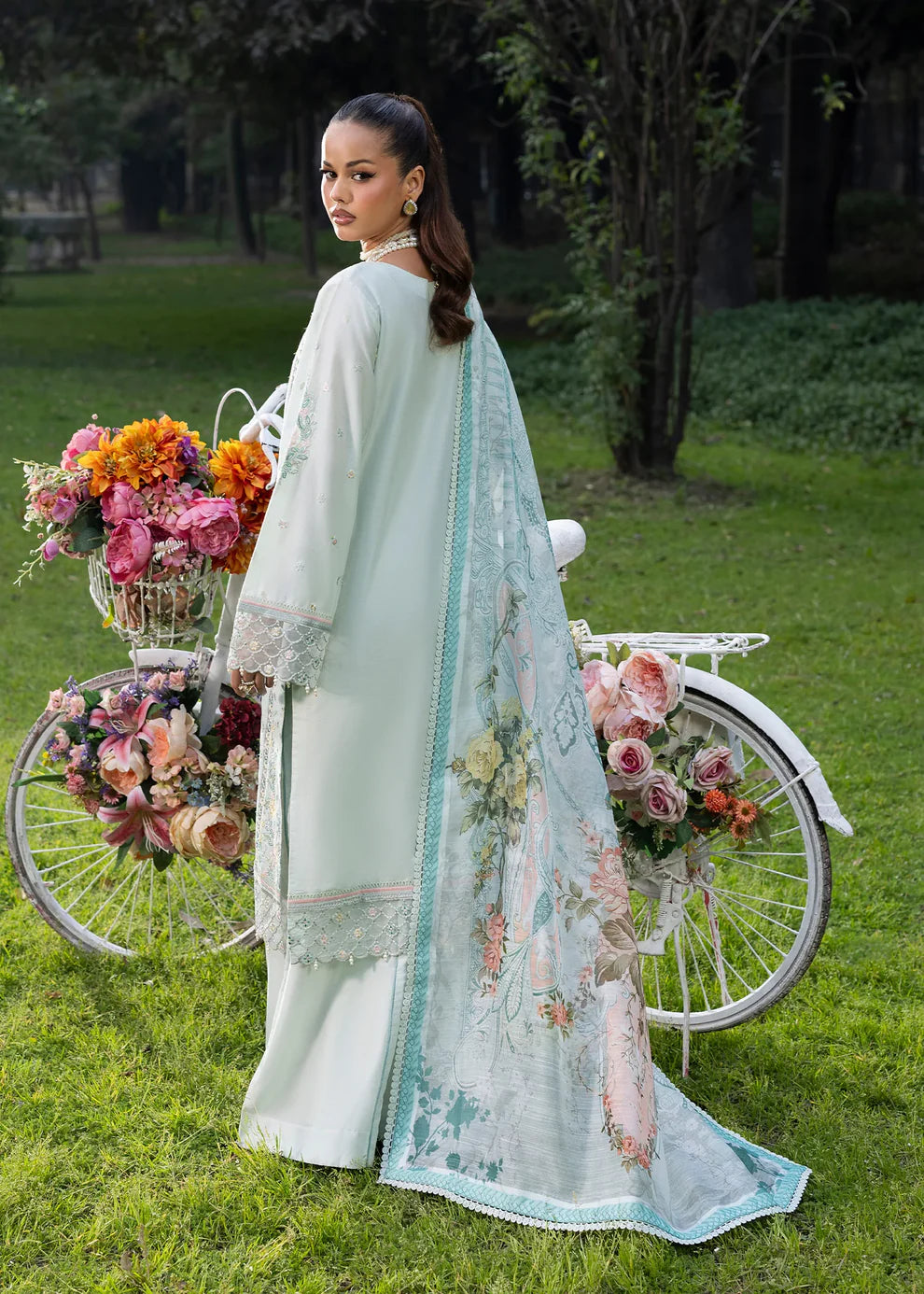 Mint Lawn Suit with Patchwork Embroidery