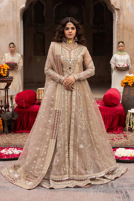 Beige Heavy Embellished A-Line Maxi