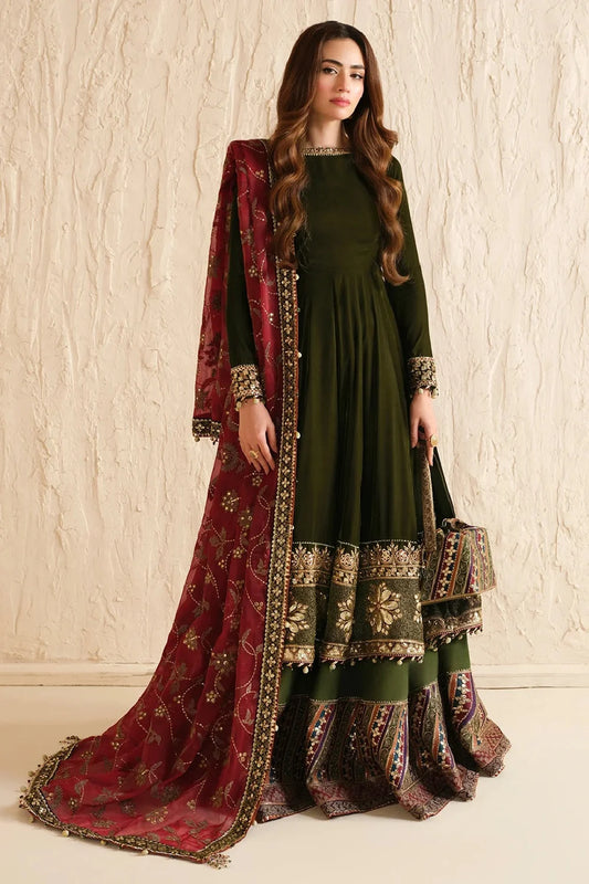 Bottle Green Pure Velvet Sharara