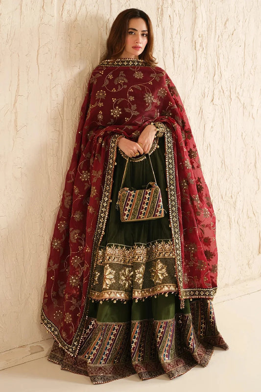 Bottle Green Pure Velvet Sharara