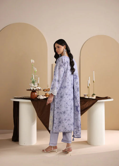 Purple Printed Chikankari Lawn Kurta Set with Dupatta