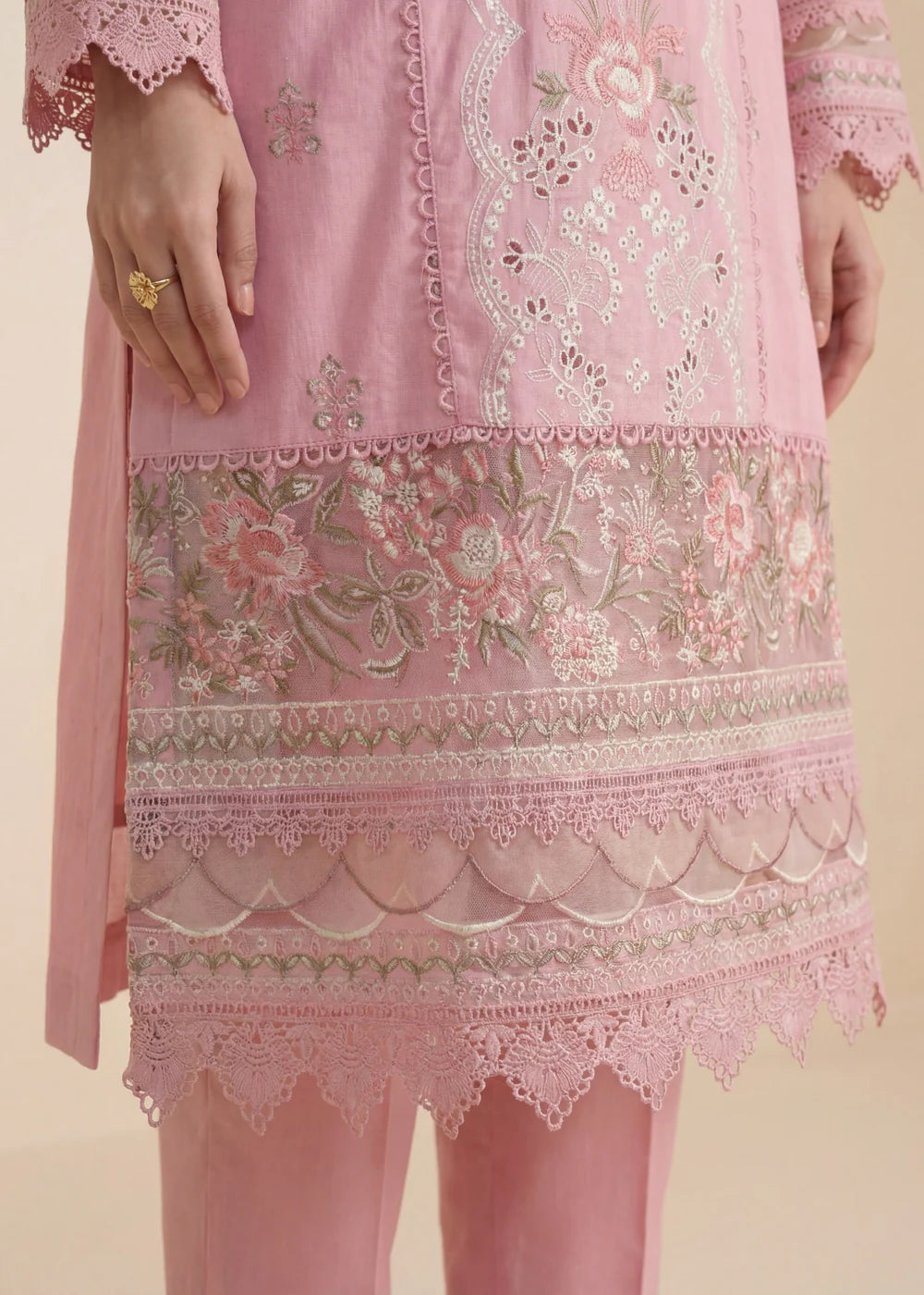 Carnation Pink Embroidered Lawn Suit