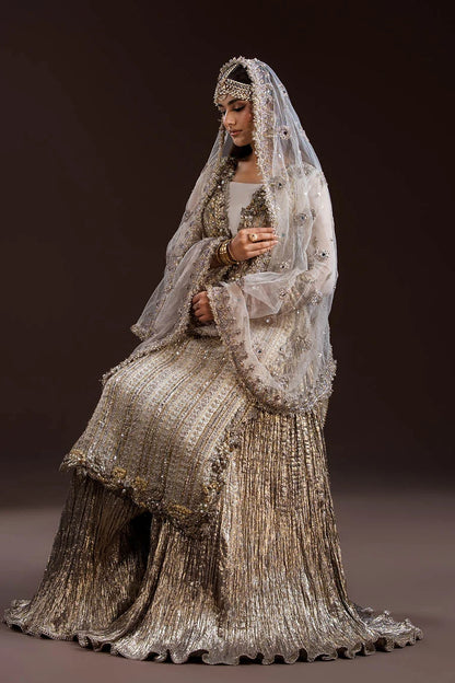 White Heavy Handmade Bridal Sharara