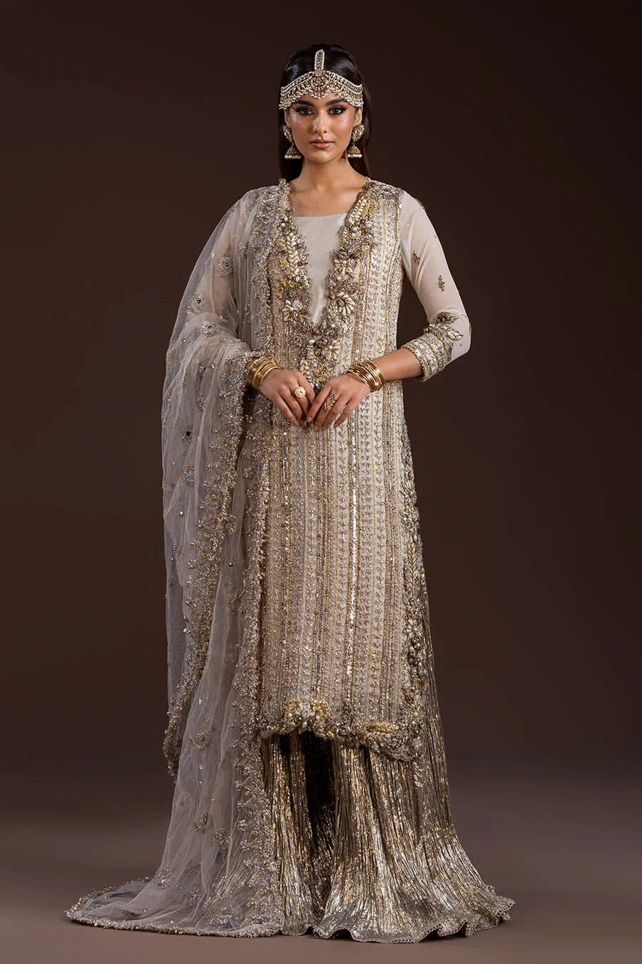 White Heavy Handmade Bridal Sharara