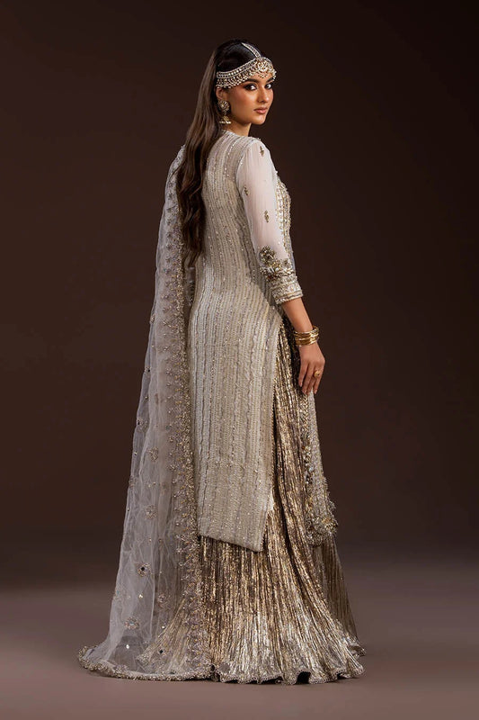 White Heavy Hand Embroidered Designer Bridal Sharara