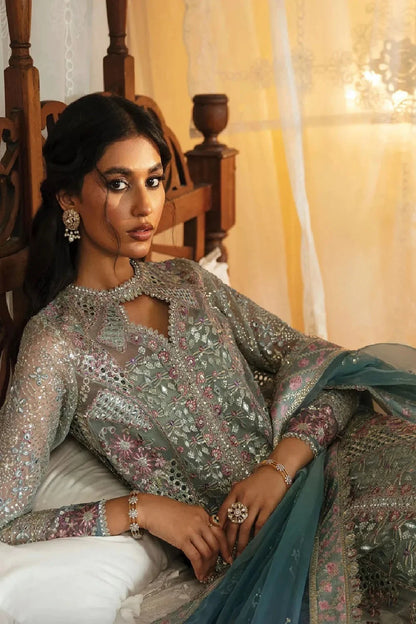 Front-Open Semi-Stitched Chikankari Suit with Sequins Work
