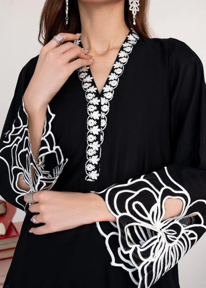 Black Embroidered Khaddar Winter Kurta Set