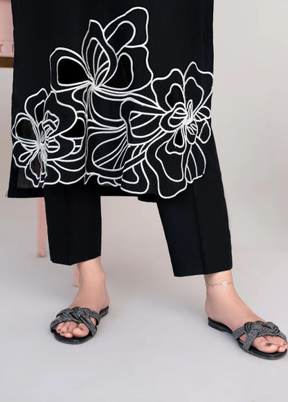 Black Embroidered Khaddar Winter Kurta Set