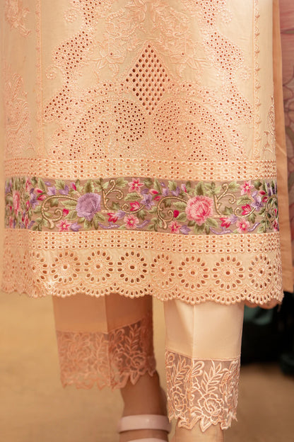 Sandy Peach Chikankari Embroidered Pure Lawn Suit