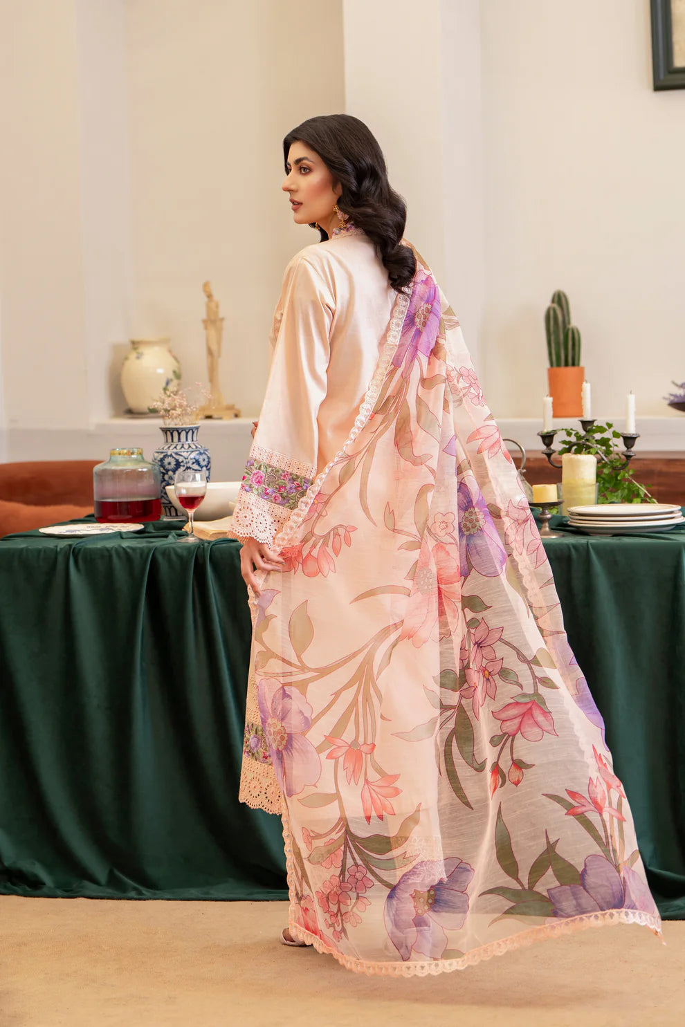 Sandy Peach Chikankari Embroidered Pure Lawn Suit