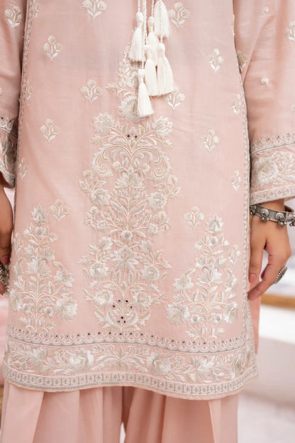 Rose Pink Richly Embroidered Farshi Shalwar Suit