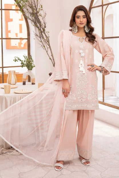 Rose Pink Richly Embroidered Farshi Shalwar Suit