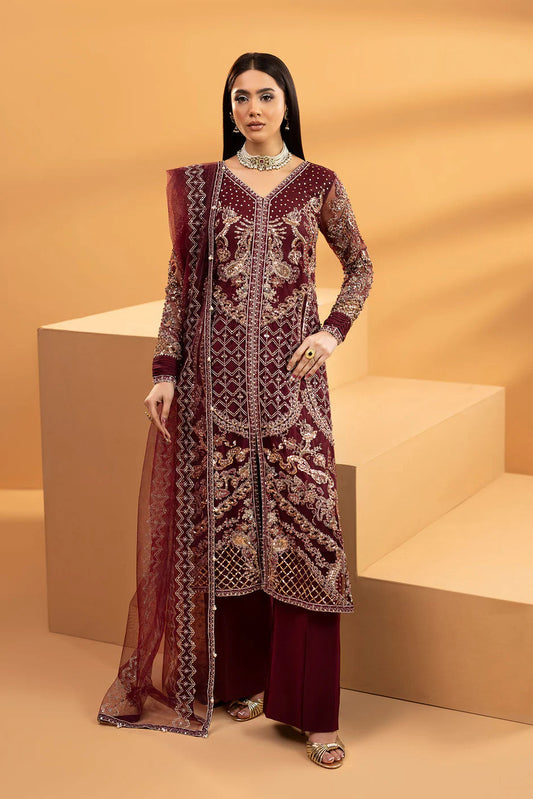 Plum Embellished Partywear Suit