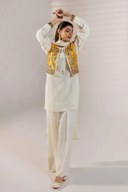 Handmade Jacket Style Suit with Farshi Shalwar