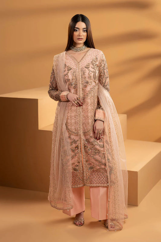 Peach Embellished Partywear Suit
