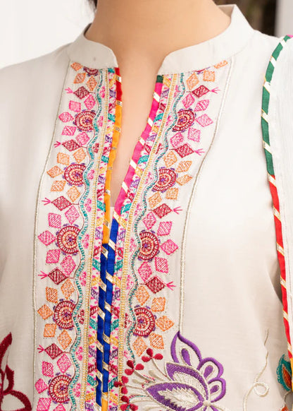 White Embroidered Winter Kurta Set with Dupatta