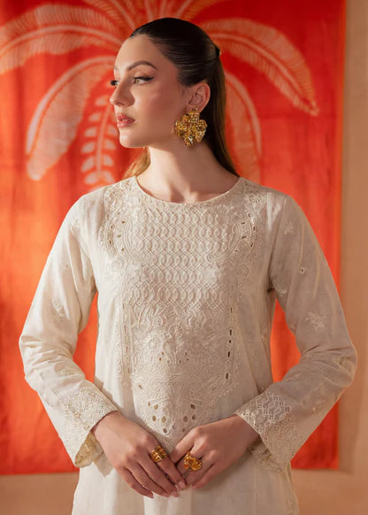 Ivory Chikankari Embroidered Long Kurta