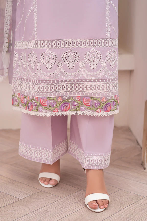 Pastel Purple Angrakha-Style Cotton Chikankari Suit