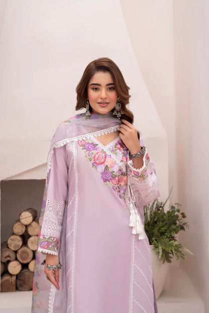 Pastel Purple Angrakha-Style Cotton Chikankari Suit