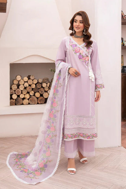 Pastel Purple Angrakha-Style Cotton Chikankari Suit