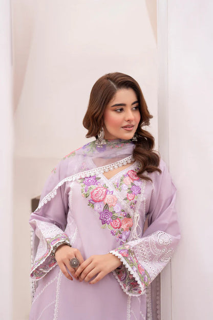 Pastel Purple Angrakha-Style Cotton Chikankari Suit