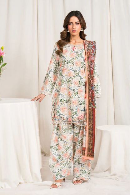 Embroidered Lawn Farshi Shalwar Suit