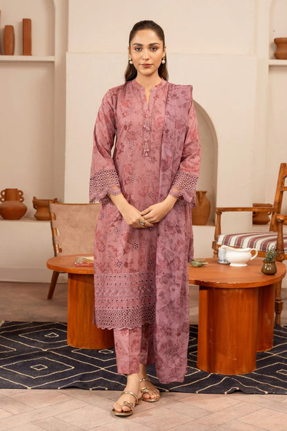 Mauve Pink Embroidered Lawn Suit