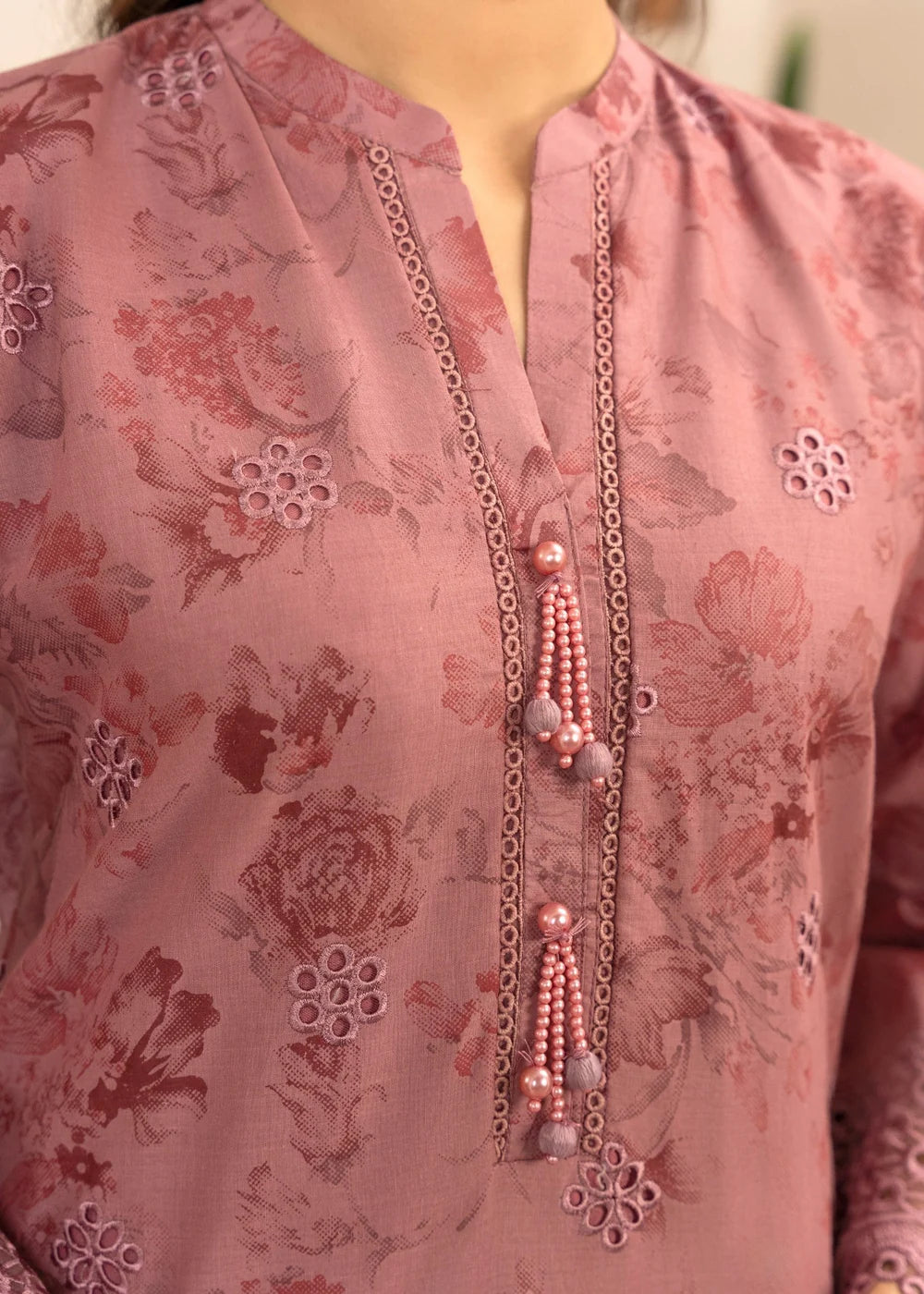 Mauve Pink Embroidered Lawn Suit