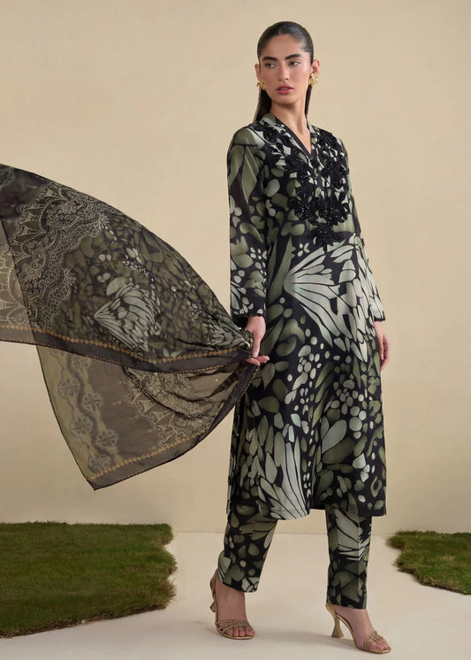 Textured Lawn Embroidered Lawn Kurta Set with Dupatta