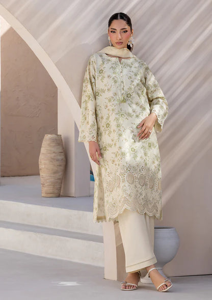 Ivory Printed Chikankari Lawn Kurta Set with Dupatta