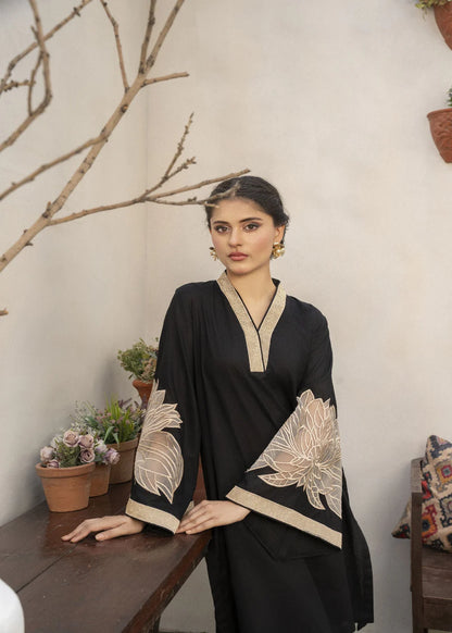 Black Embroidered Lawn Kurta Set