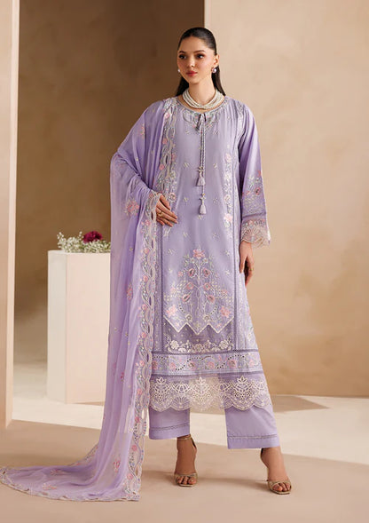 Lilac Embroidered Luxury Lawn Suit with Chiffon Dupatta