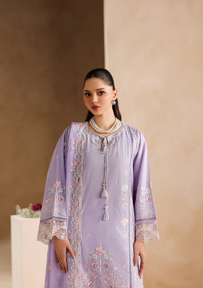 Lilac Embroidered Luxury Lawn Suit with Chiffon Dupatta
