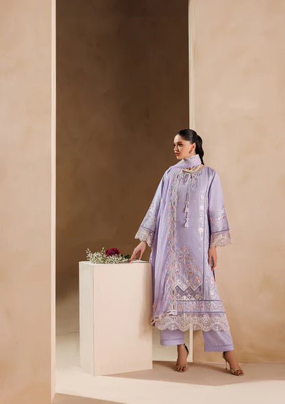 Lilac Embroidered Luxury Lawn Suit with Chiffon Dupatta