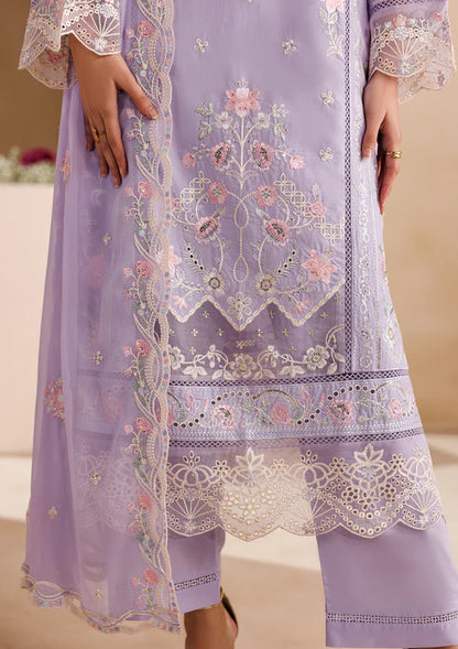 Lilac Embroidered Luxury Lawn Suit with Chiffon Dupatta