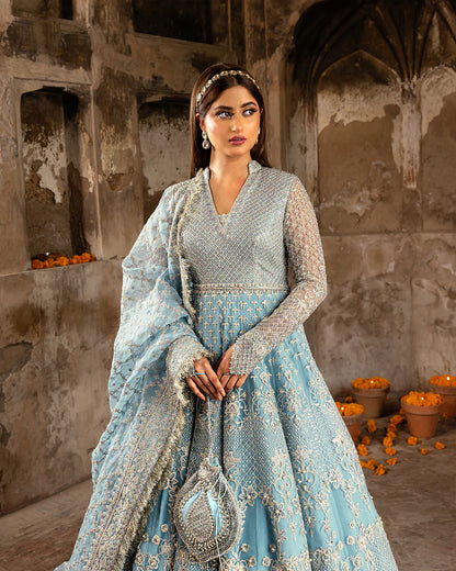 Ice Blue Handmade Lehenga Choli