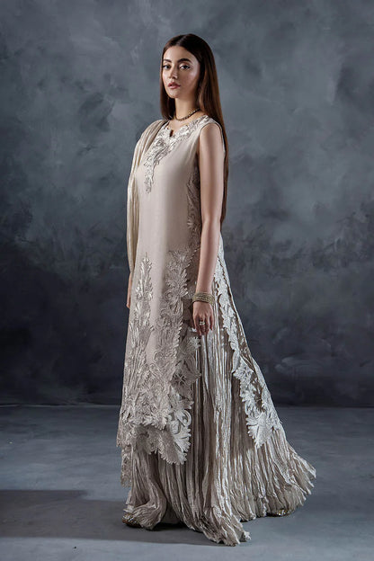 Hand Embroidered Light Grey Crushed Sharara