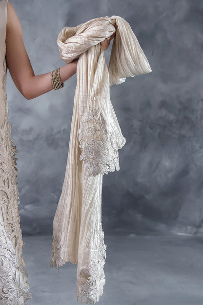 Hand Embroidered Light Grey Crushed Sharara