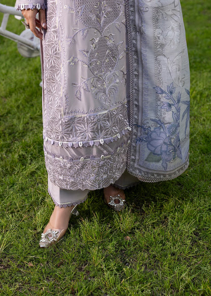 Lilac Lawn Suit with Schiffli Embroidery & Patchwork Details
