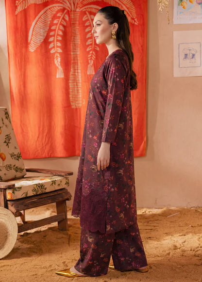 Carmine Linen Embroidered Kurta Set with Dupatta