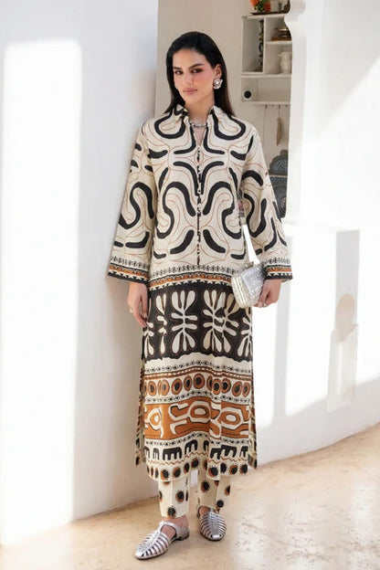 Printed Long Linen Kurta Set