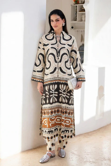 Printed Long Linen Kurta Set