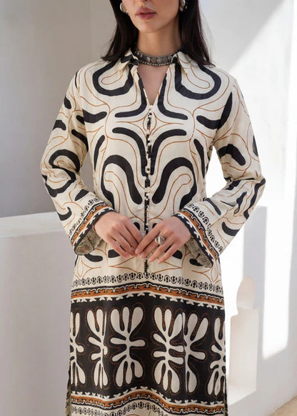 Printed Long Linen Kurta Set